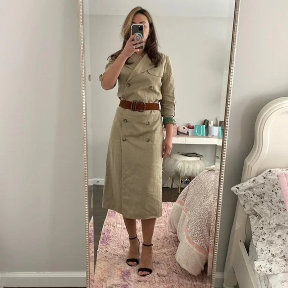 chinese dress ladies Trench linen dress LISBON in Cobalt blue